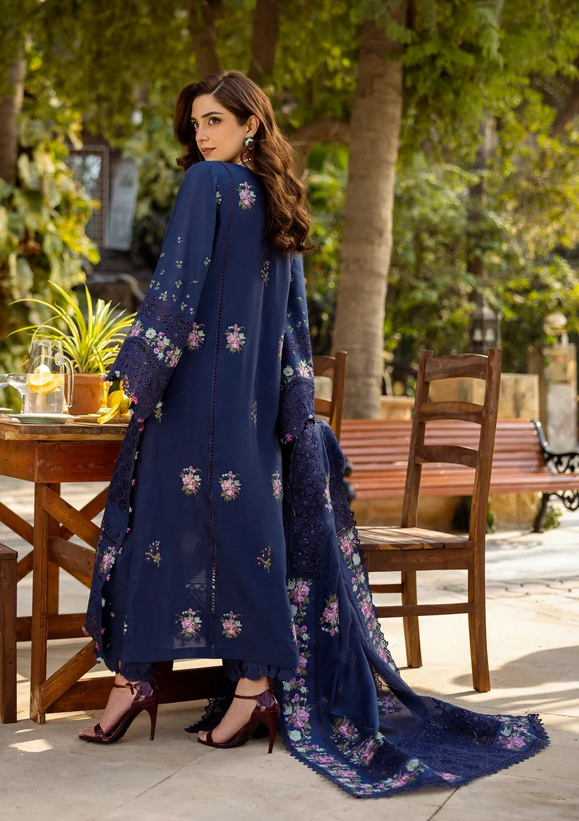 Elaf Royal Blue Luxury Lawn Collection Replica - Image 3