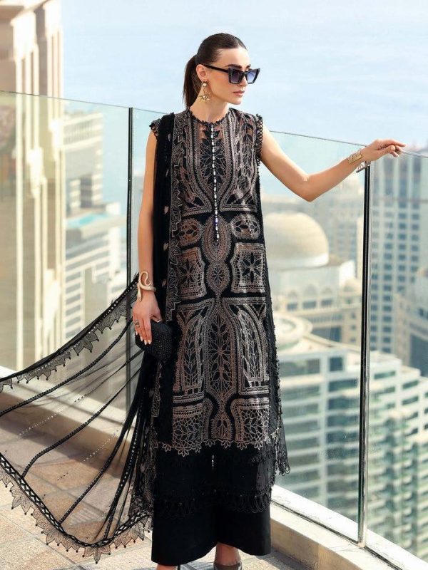 Maria b Jet Black Luxury Lawn Collection Replica