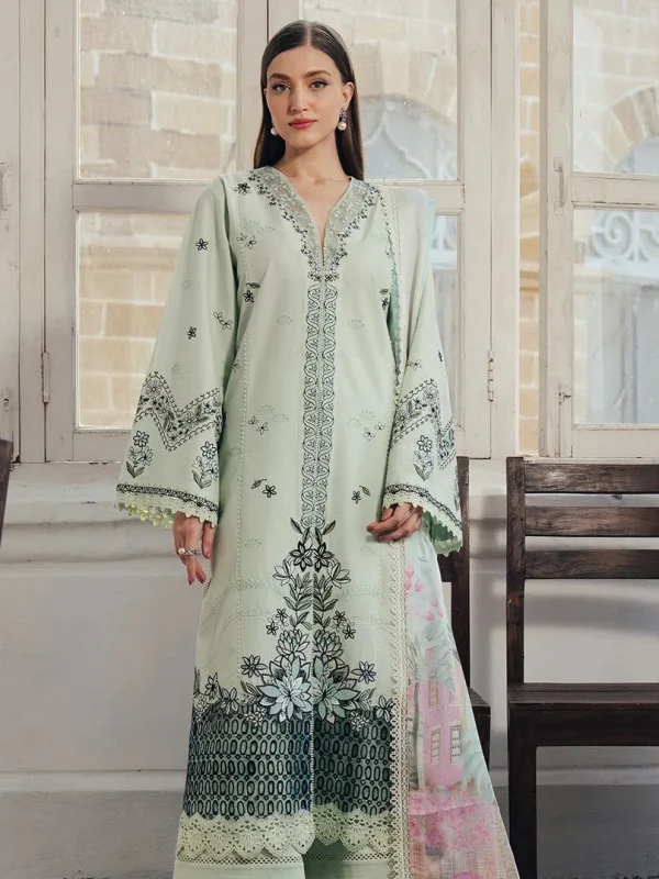 Afrozeh Light Green Luxury Lawn Collection Replica