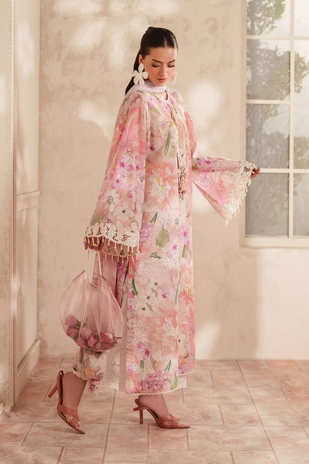 Alternative view of Baroque Pink Luxury Swiss Lawn Collection Replica