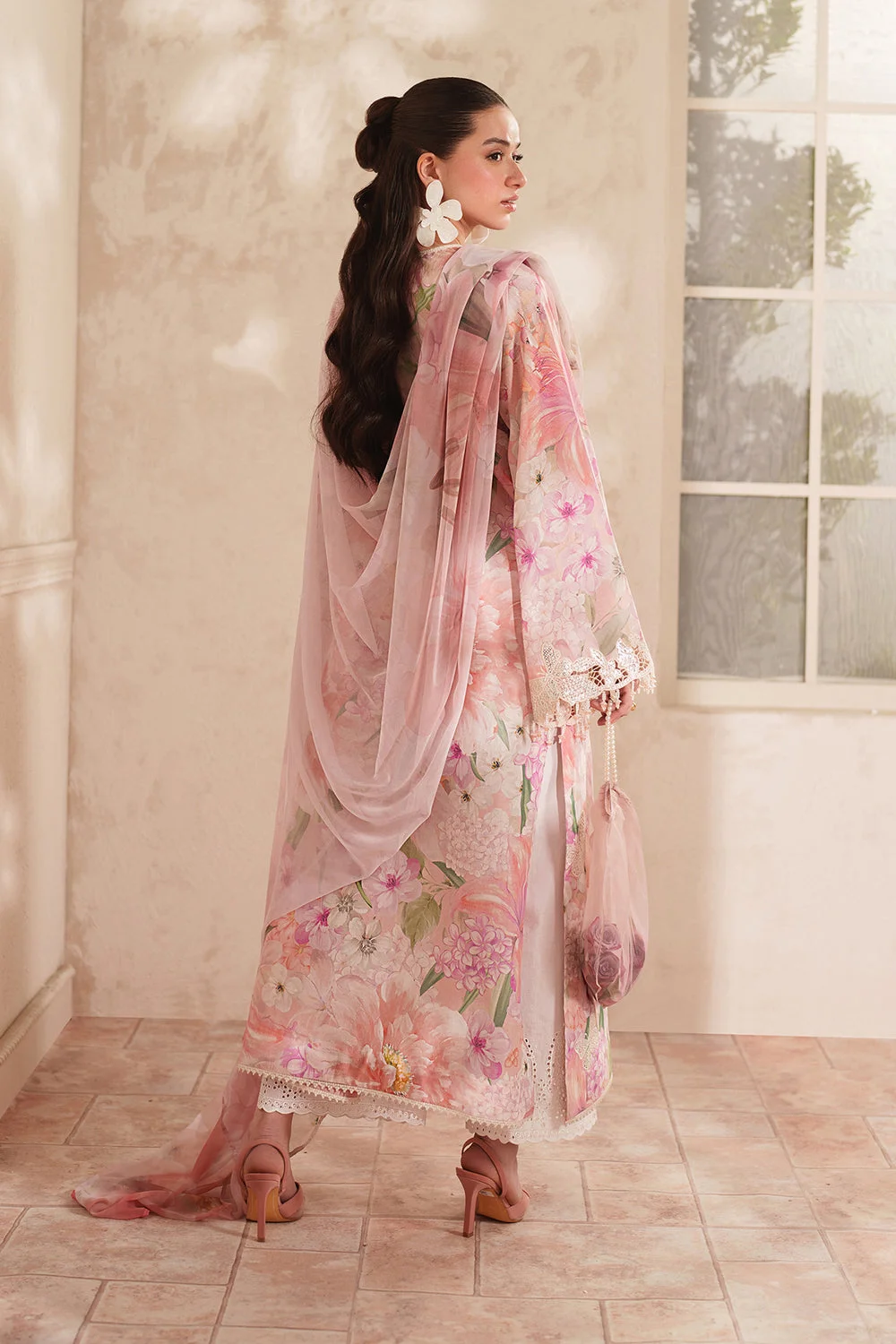 Baroque Pink Luxury Swiss Lawn Collection Replica - Image 3