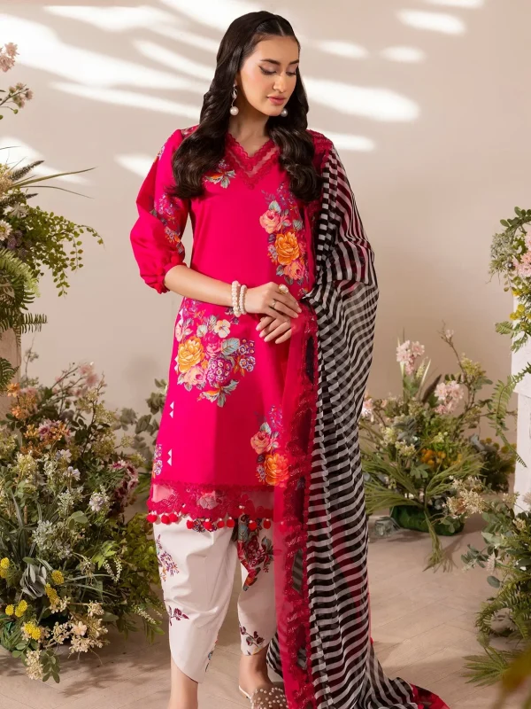 Charizma Shocking Pink Printed Lawn Collection Replica