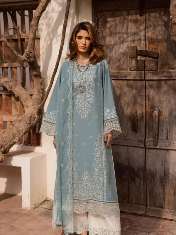 Batik Sky Blue Luxury Lawn Collection Replica