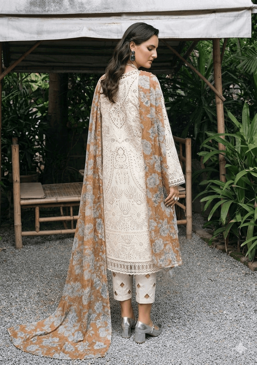 Alternative view of Mysie Off-White Luxury Lawn Collection Replica