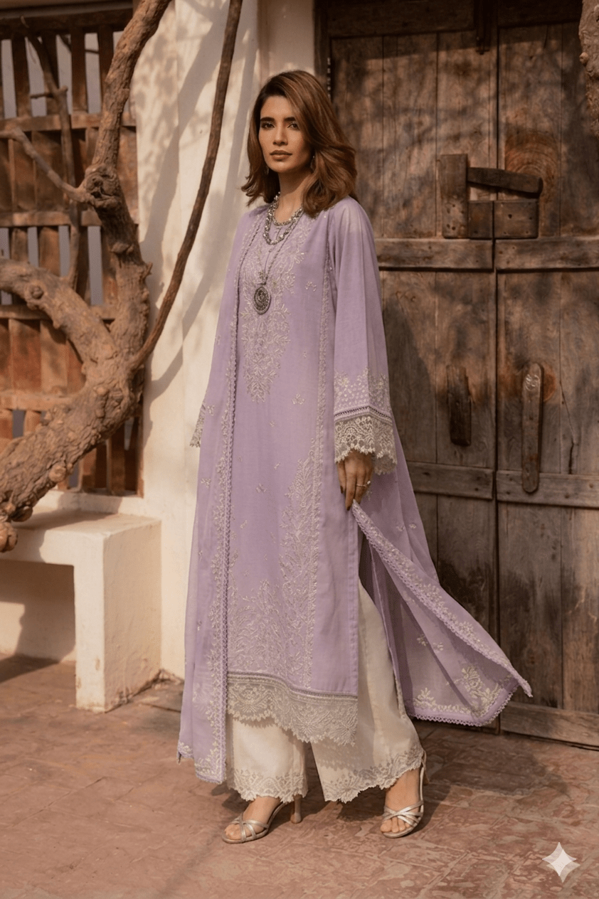 Alternative view of Batik Purple Luxury Lawn Collection Replica