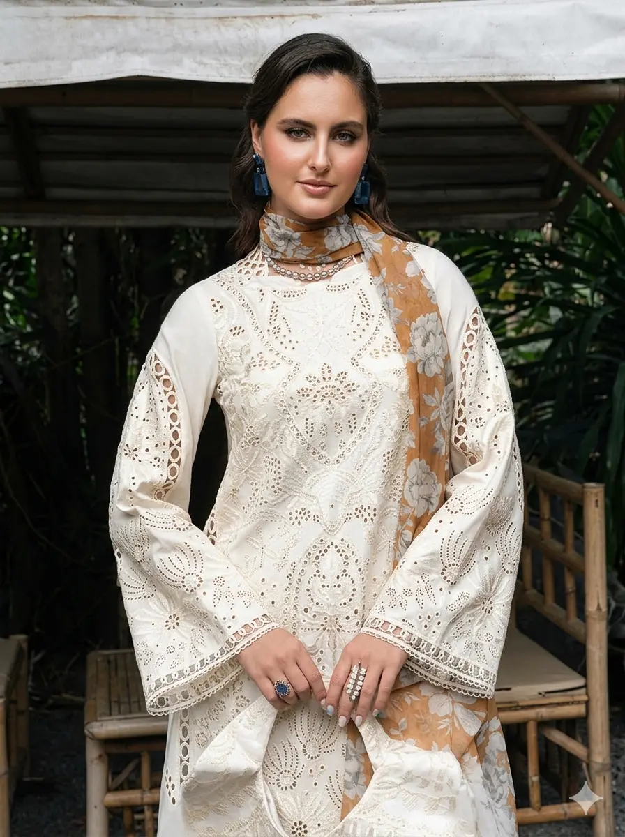 Mysie Off-White Luxury Lawn Collection Replica - Image 3