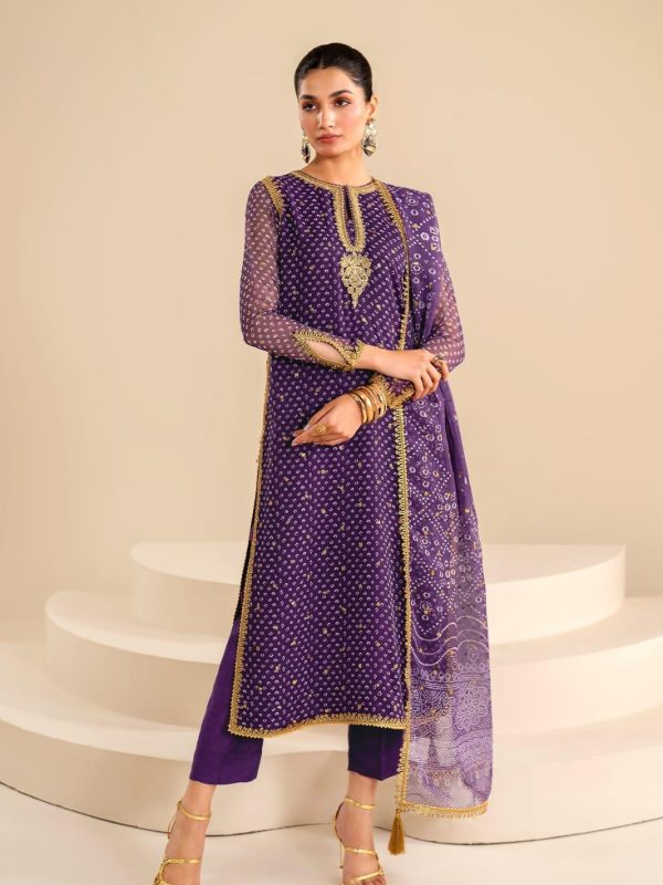 Baroque Purple Swiss Lawn Collection Replica