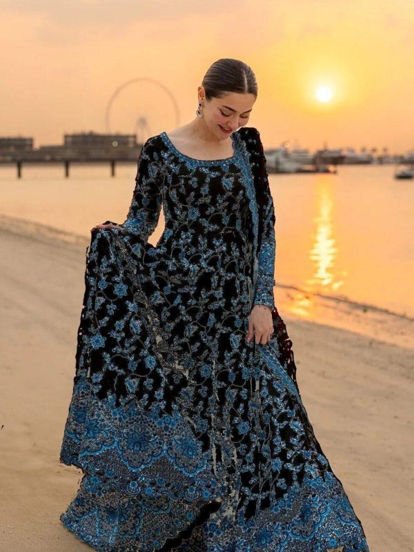 Faiza Saqlain Black Luxury Lawn Collection Replica