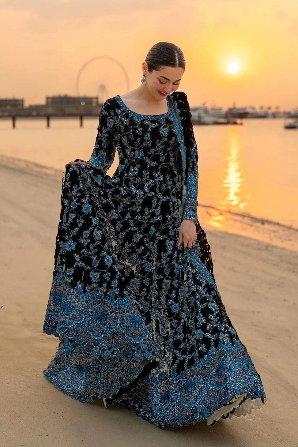 Faiza Saqlain Black Luxury Lawn Collection Replica