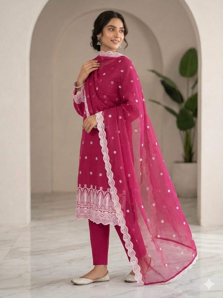 Alternative view of Shrenz Pink Luxury Lawn Collection Replica