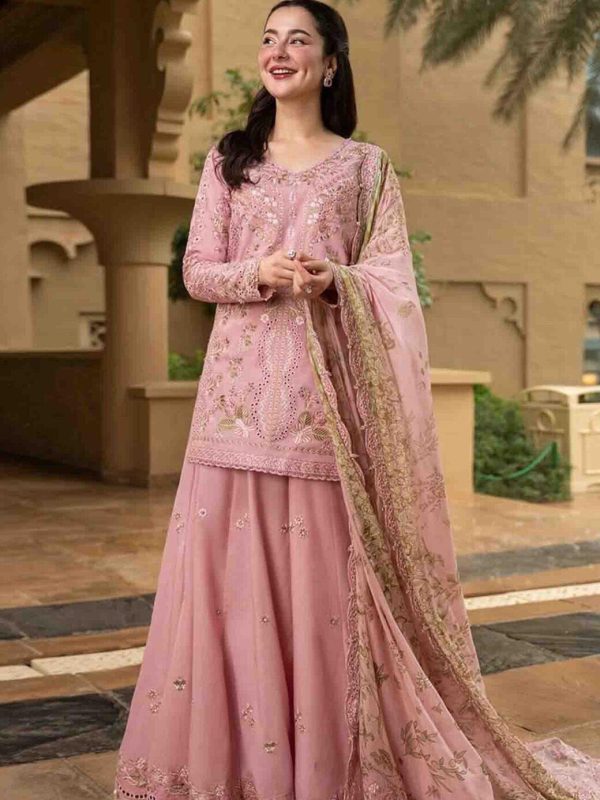 Faiza Saqlain Baby Pink Luxury Lawn Collection Replica