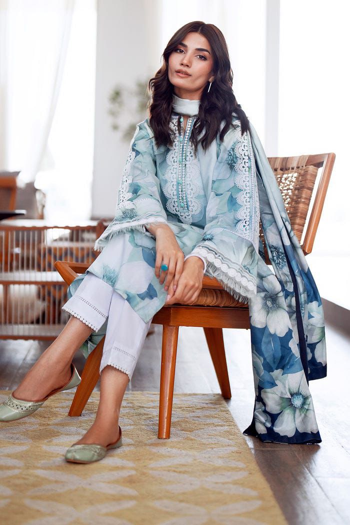 Baroque Blue Printed Lawn Collection Replica - Image 3
