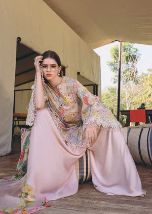 Alternative view of Maria.B Peach Printed Lawn Collection Replica