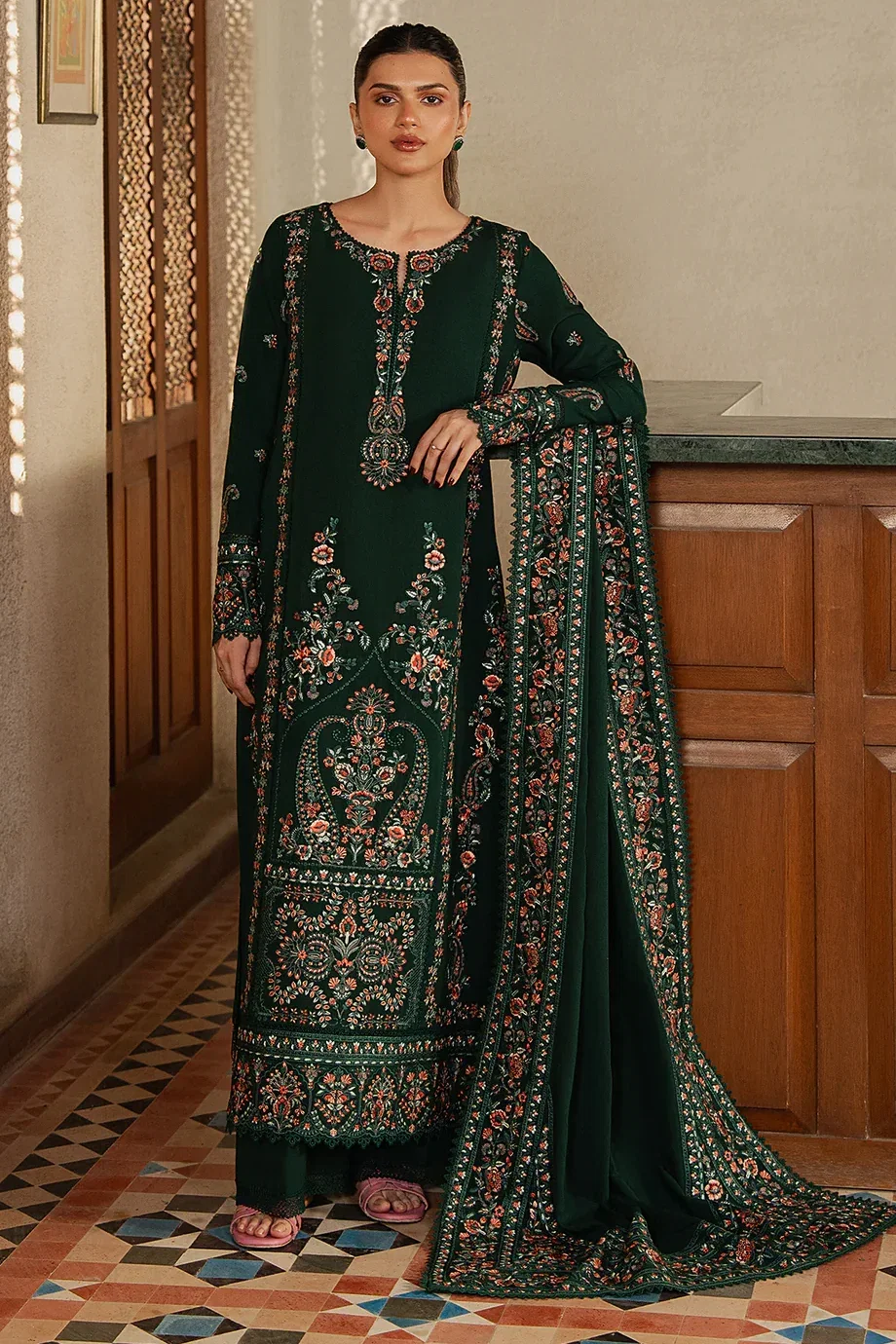 Afrozeh Green Luxury Lawn Collection Replica