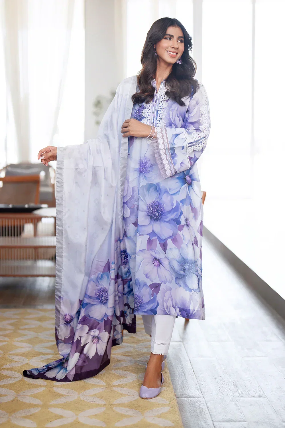 Baroque Purple Printed Lawn Collection Replica