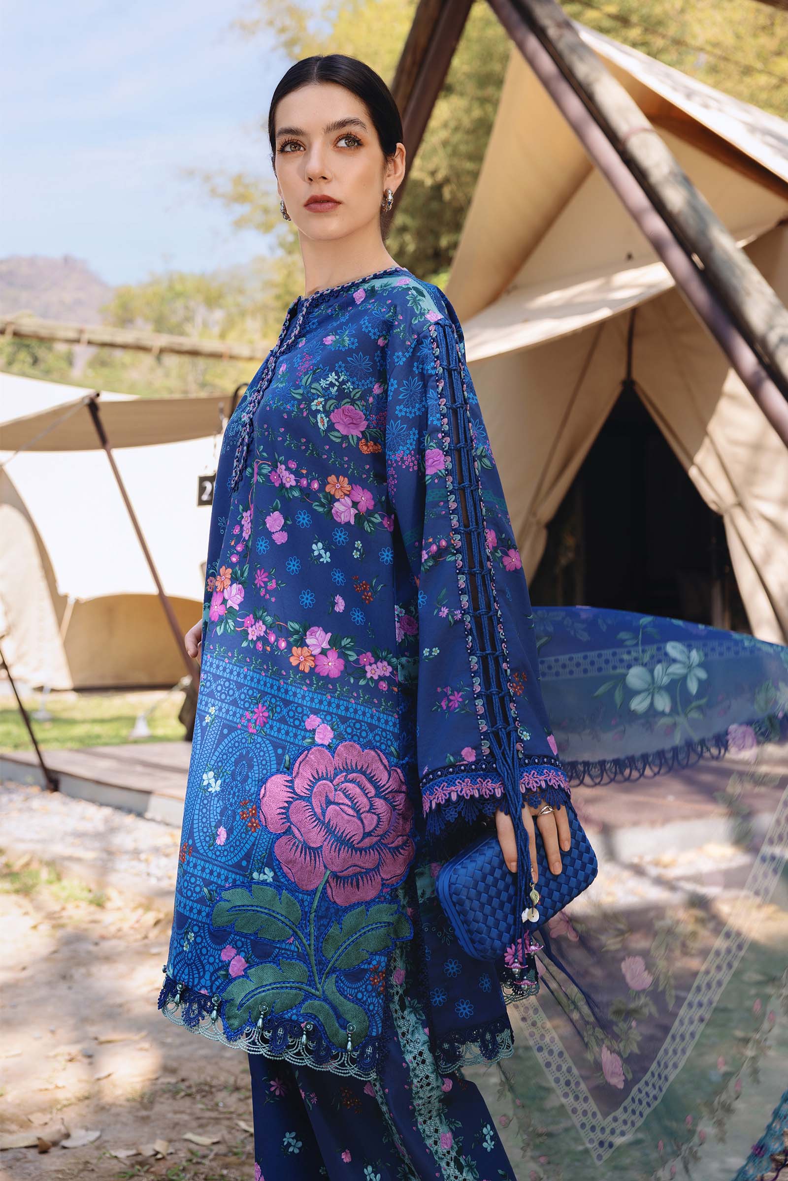 Alternative view of Maria B Royal Blue Luxury Printed Lawn Collection Replica