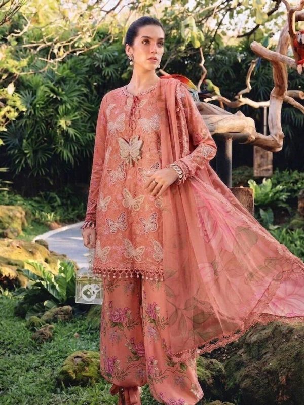 Maria b Peach Luxury Printed Lawn Collection Replica