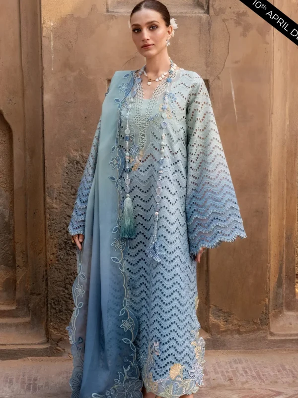 Crimson Sky Blue Luxury Swiss Lawn Collection Replica