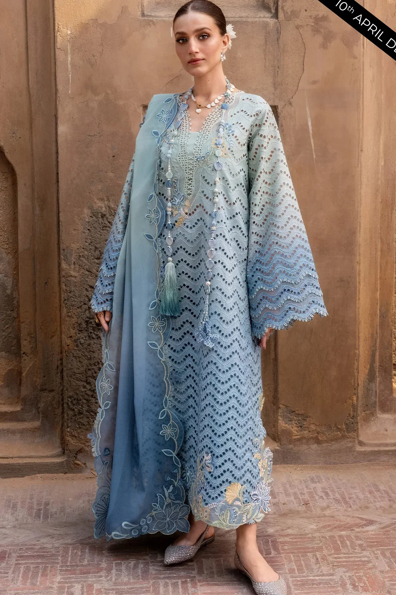 Crimson Sky Blue Luxury Swiss Lawn Collection Replica