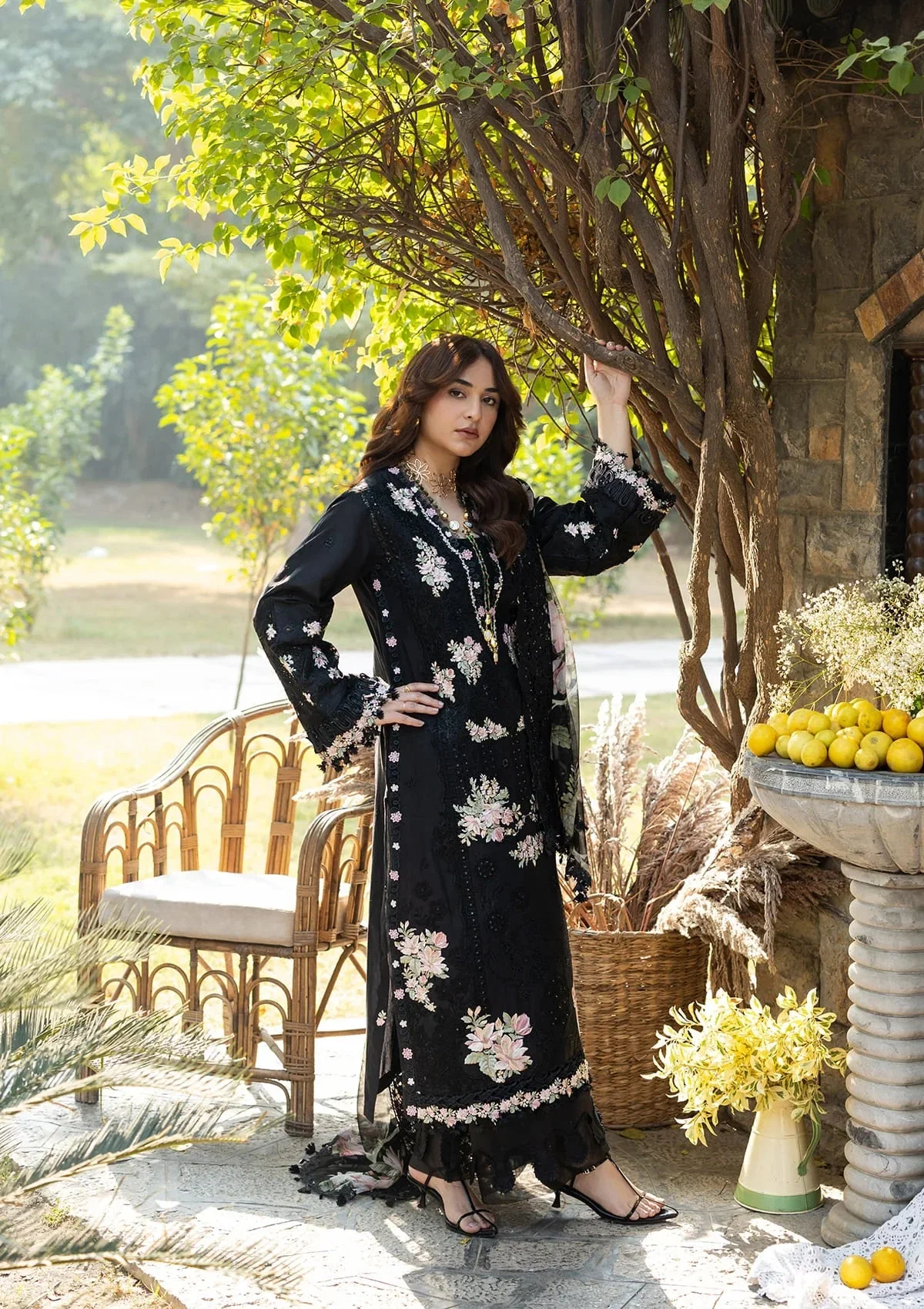 Alternative view of Elaf Black Luxury Lawn Collection Replica
