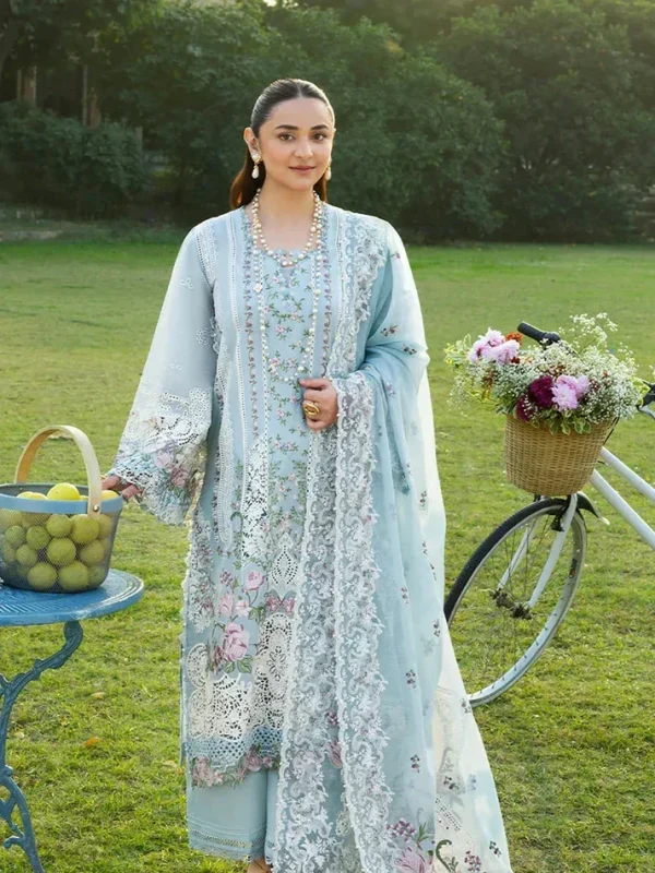 Elaf Sky Blue Luxury Lawn Collection Replica