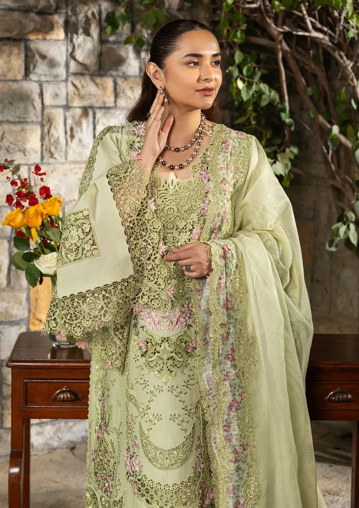 Elaf Pistachio Luxury Lawn Collection Replica - Image 3
