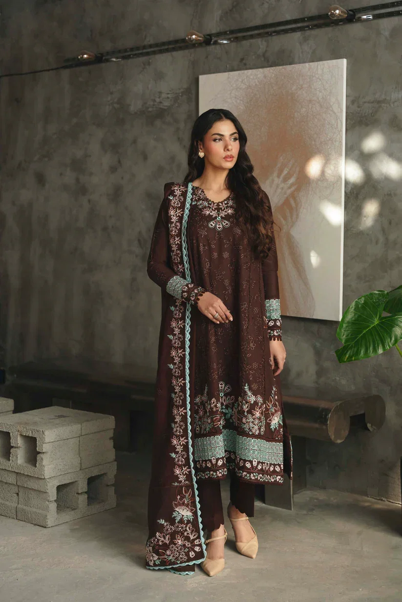 Mahmair Brwn Luxury Lawn Collection Replica
