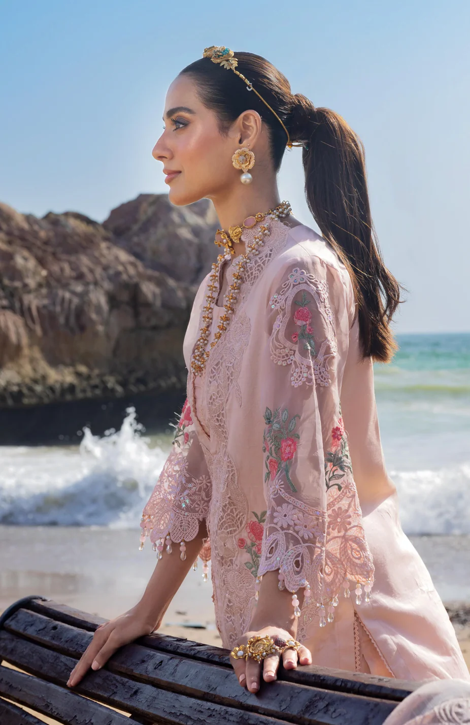 Mahiymaan Peach Luxury Lawn Collection Replica - Image 3