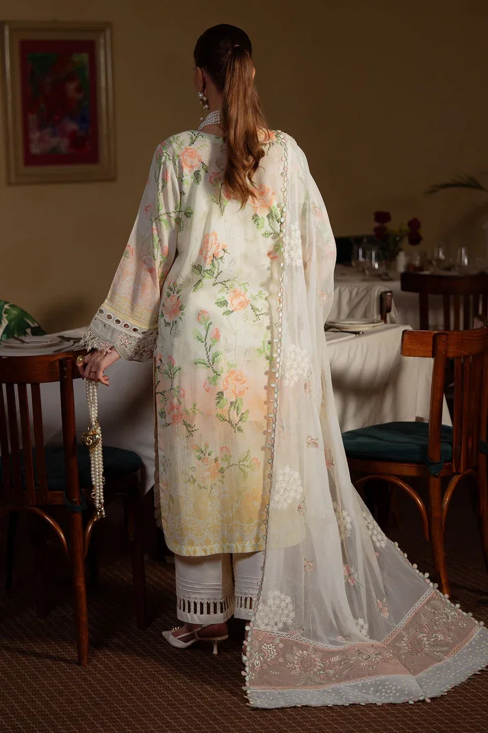 Alternative view of Nureh white Digital Printed Swiss Lawn Collection Replica