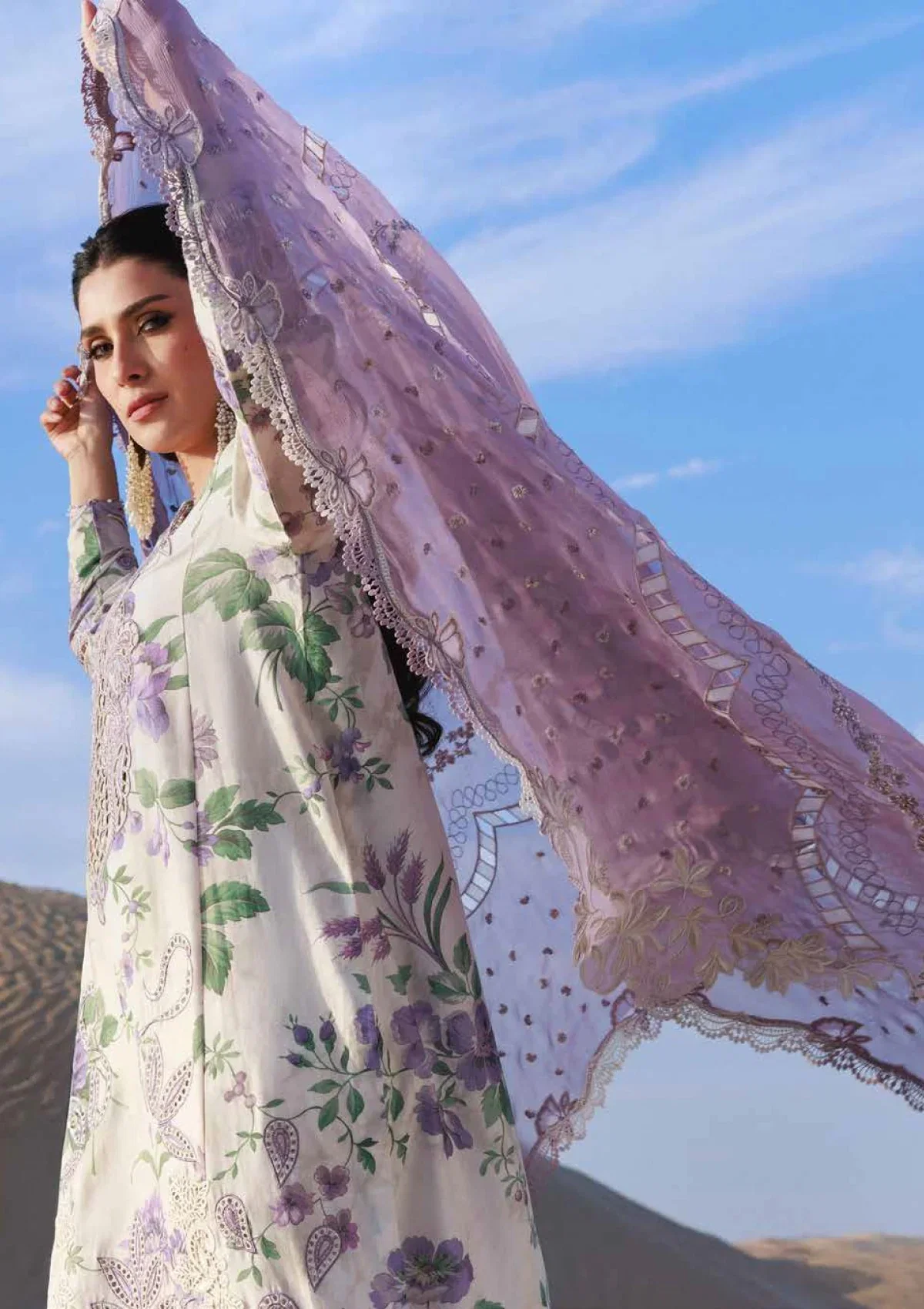 Nureh Purple Luxury Lawn Collection Replica - Image 3