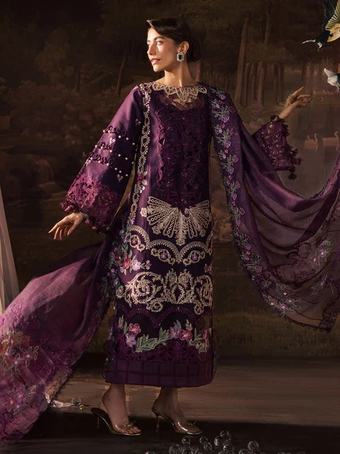 Alternative view of Parishay Burgundy Luxury Lawn Collection Replica
