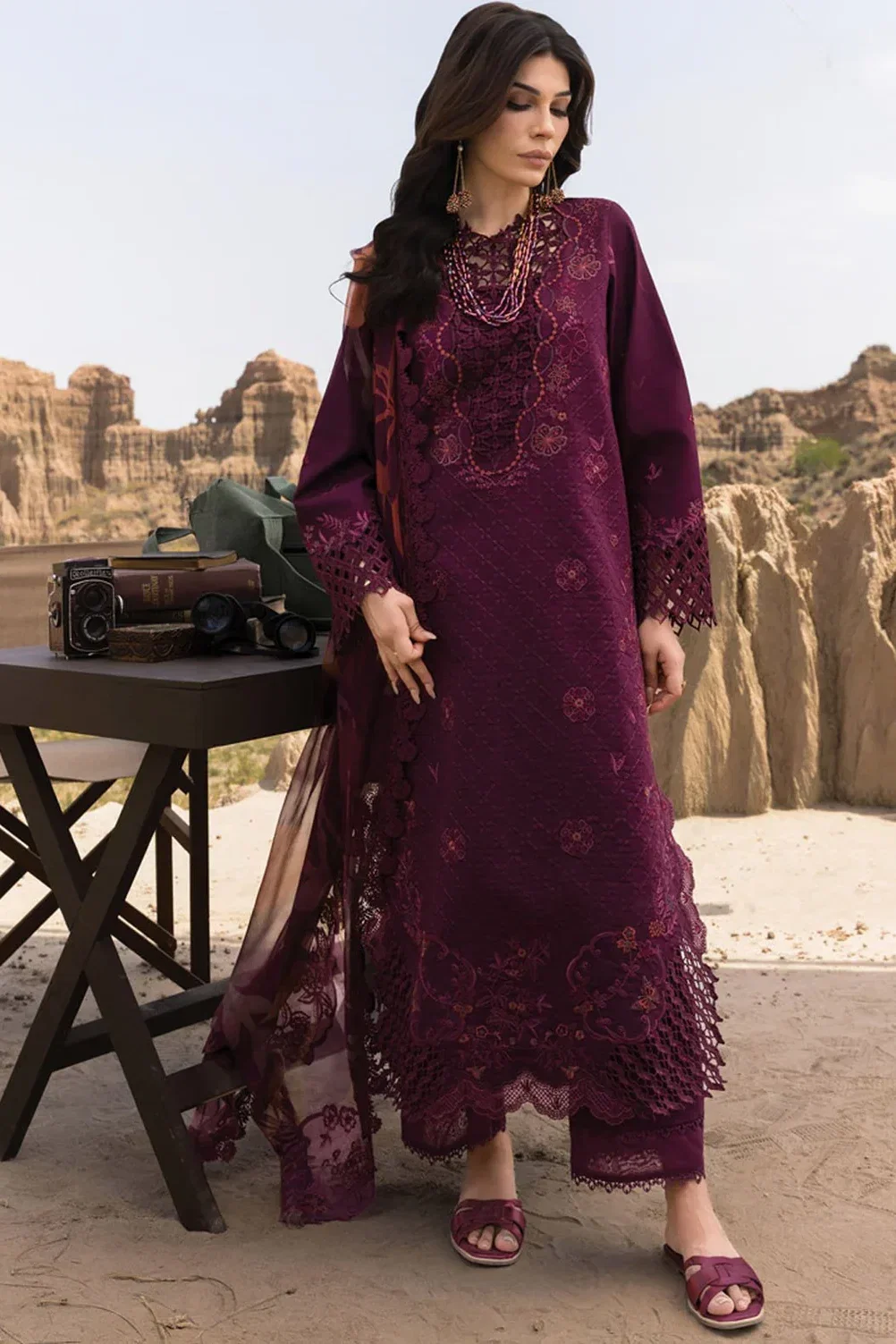 Rang Rasiya Burgundy Luxury Lawn Collection Replica