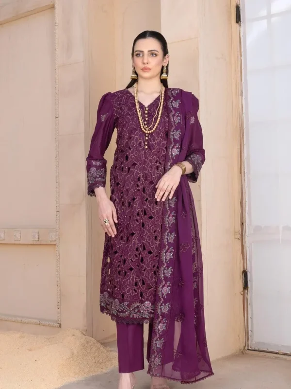 Wania Purple Cotton Lawn Collection Replica