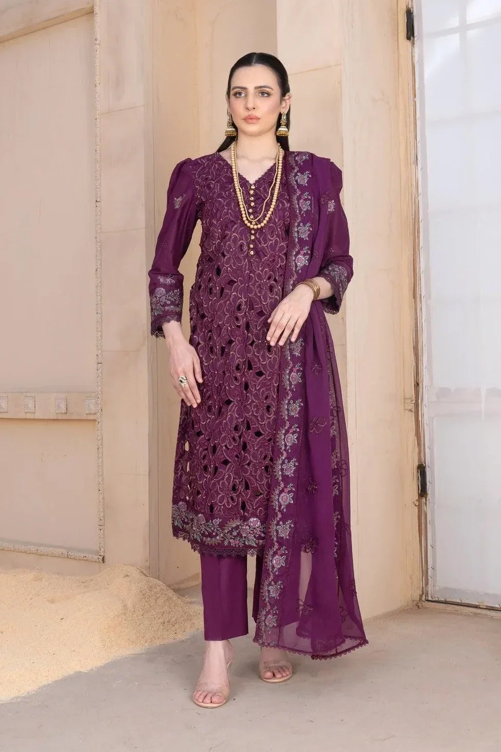 Wania Purple Cotton Lawn Collection Replica