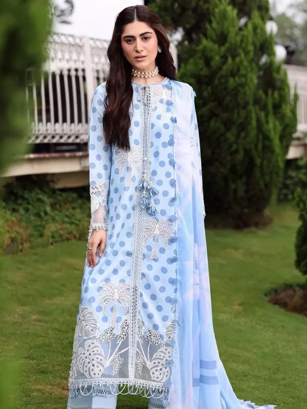 Sardinia Sky Blue Luxury Lawn Collection Replica