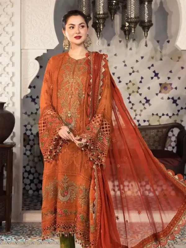 Maria B Orange Chiffon Formal Collection Replica