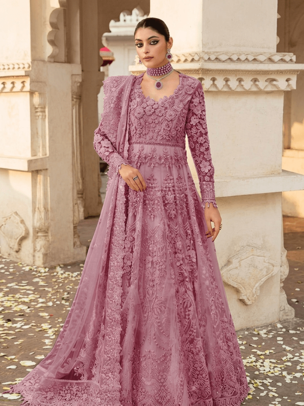 Nameera By Farooq Pink Bridal Collection Net Maxi Replica