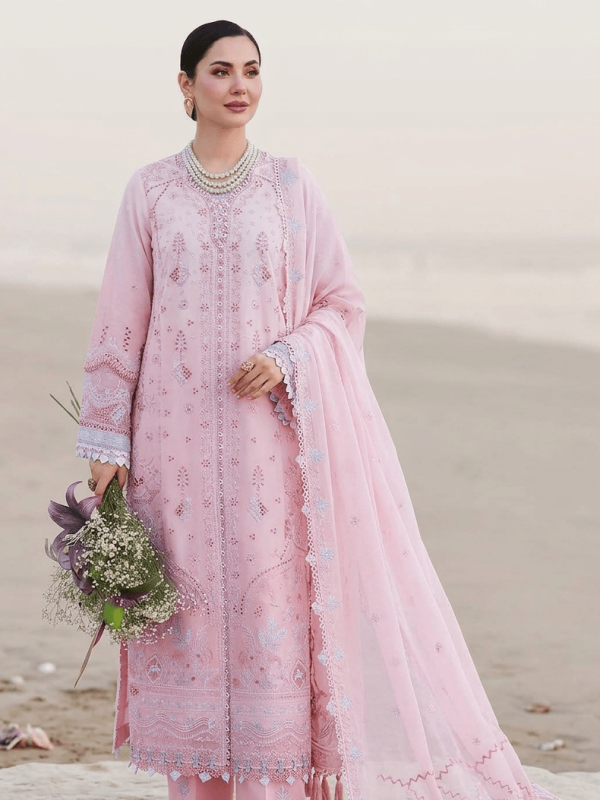 Qalamkar Pink Luxury Lawn Collection Replica