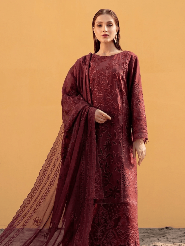 Mahnur Maroon Luxury Lawn Collection Replica
