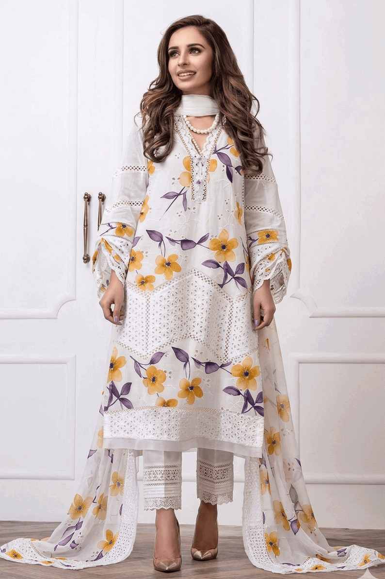 Farida Hassan White Luxury Lawn Collection Replica