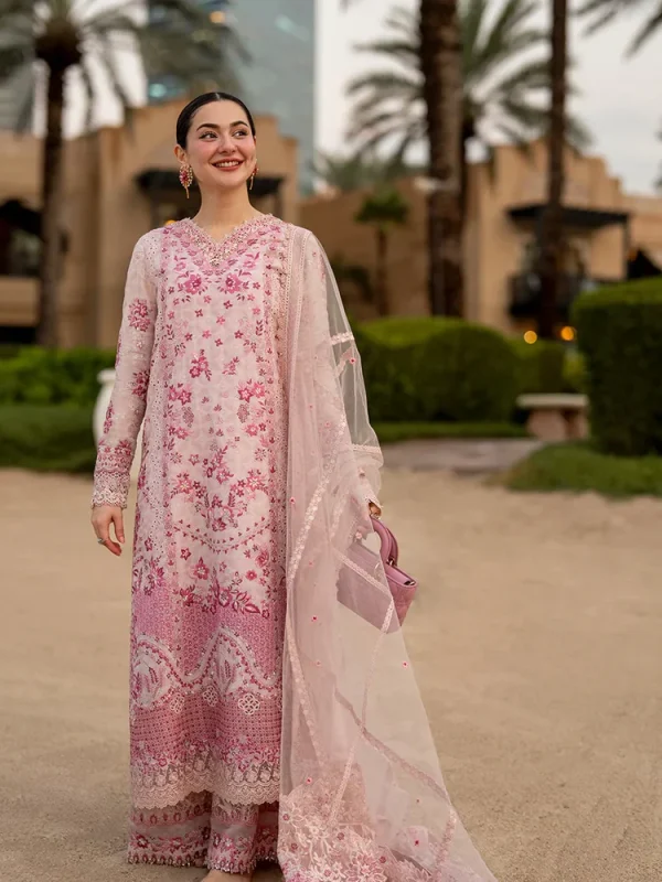 Faiza Saqlain Pink Luxury Lawn Collection Replica