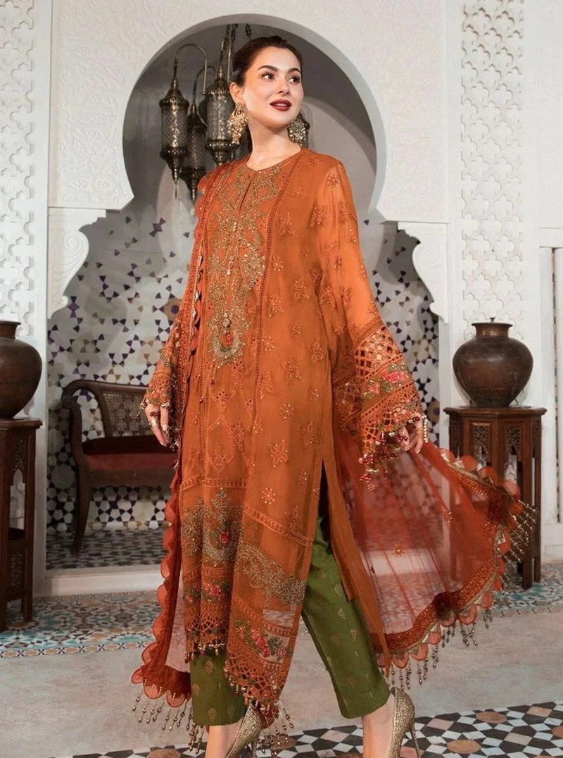 Maria B Orange Chiffon Formal Collection Replica - Image 3