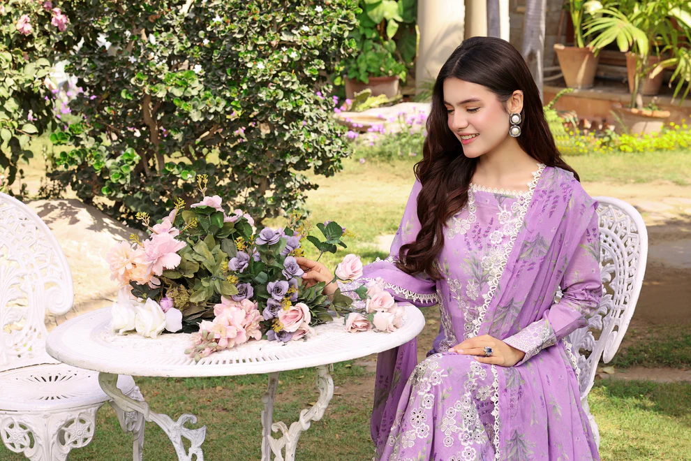 Aneela Purple Luxury Lawn Collection Replica - Image 3