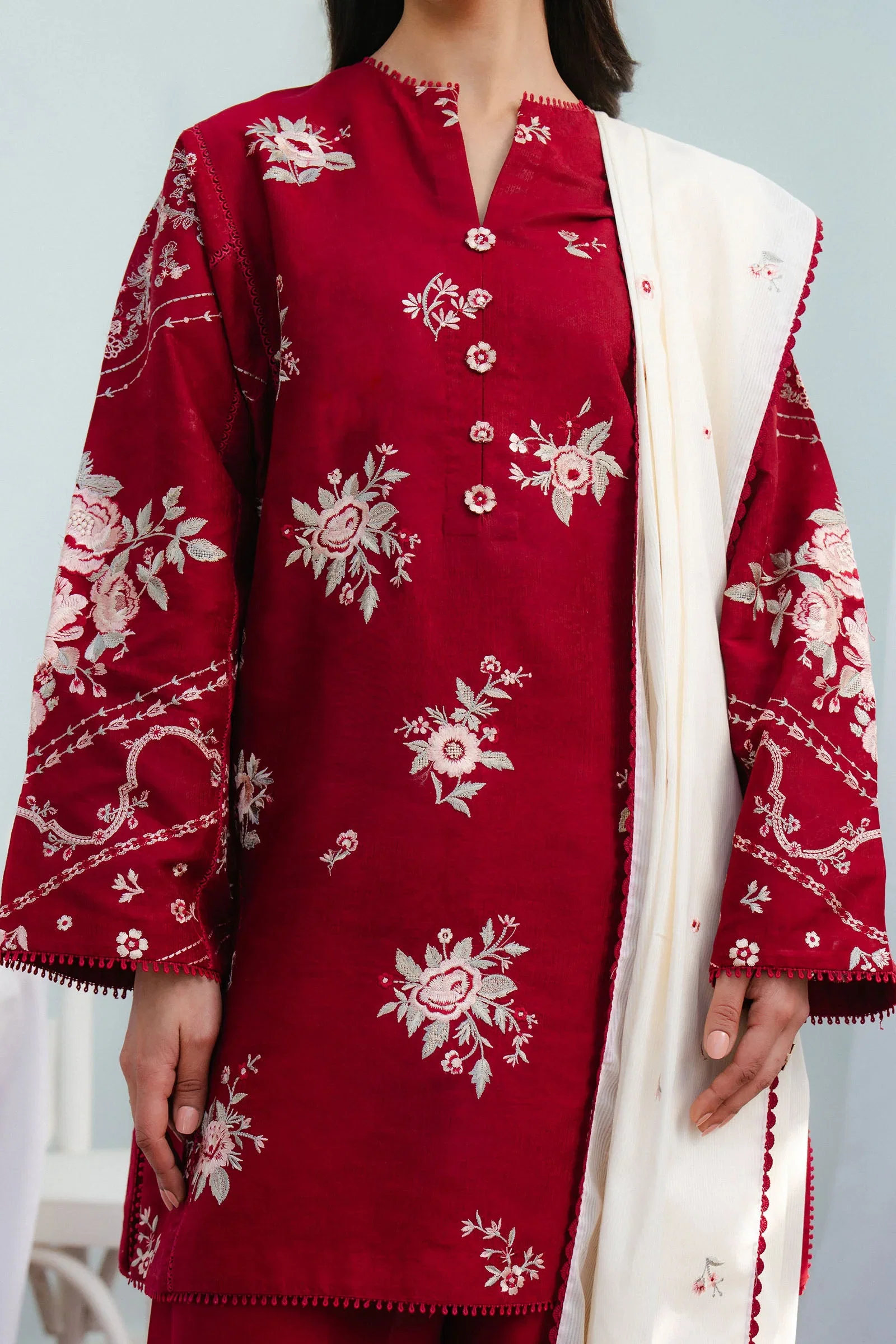 Zara By Shahjahan Red Printed Lawn Collection Replica - Image 3
