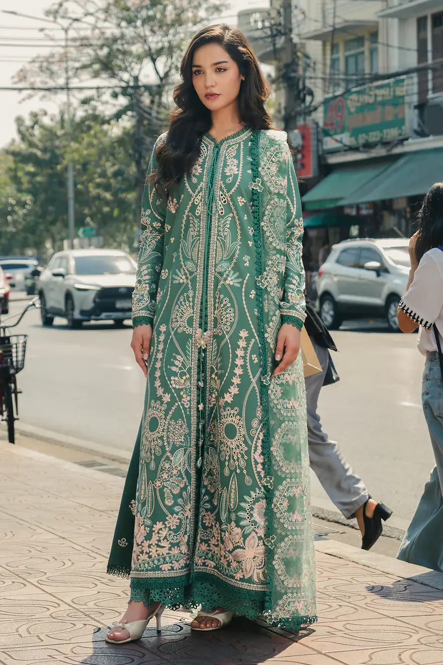 Afrozeh Green Luxury Lawn Collection Replica