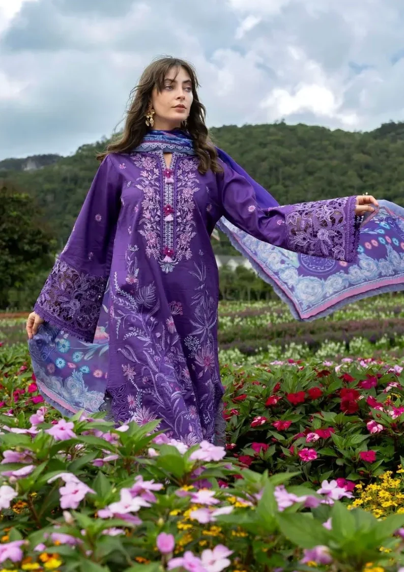 Mushq Purple Luxury Lawn Collection Replica - Image 2