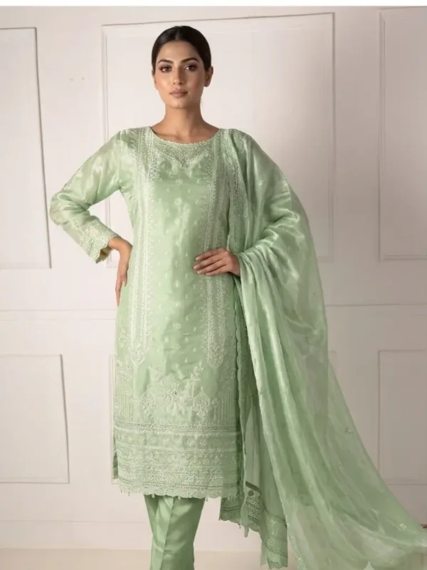 Shrenz Pistachio Sheesha Silk Formal Collection Replica