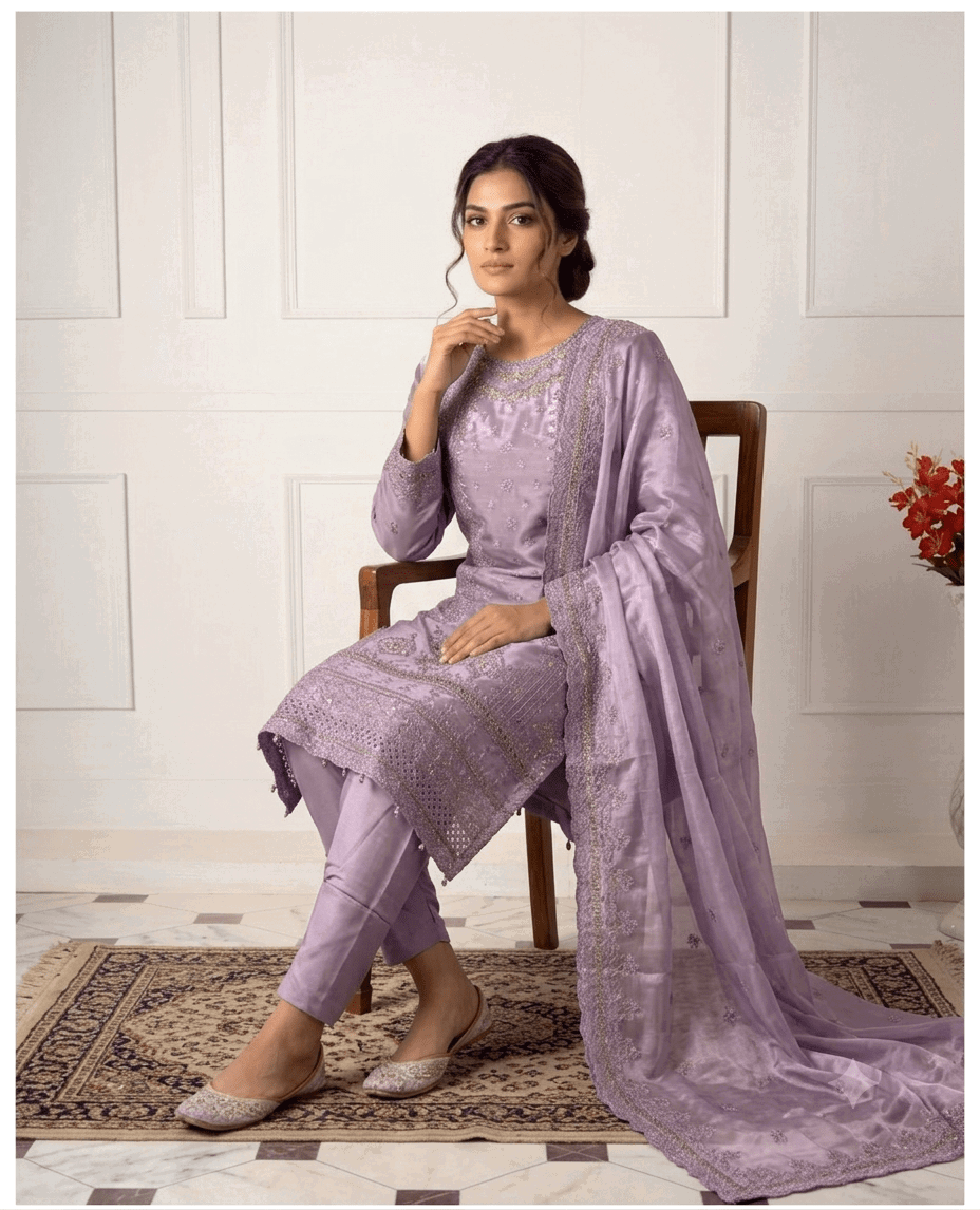 Alternative view of Shrenz Purple Sheesha Silk Formal Collection Replica
