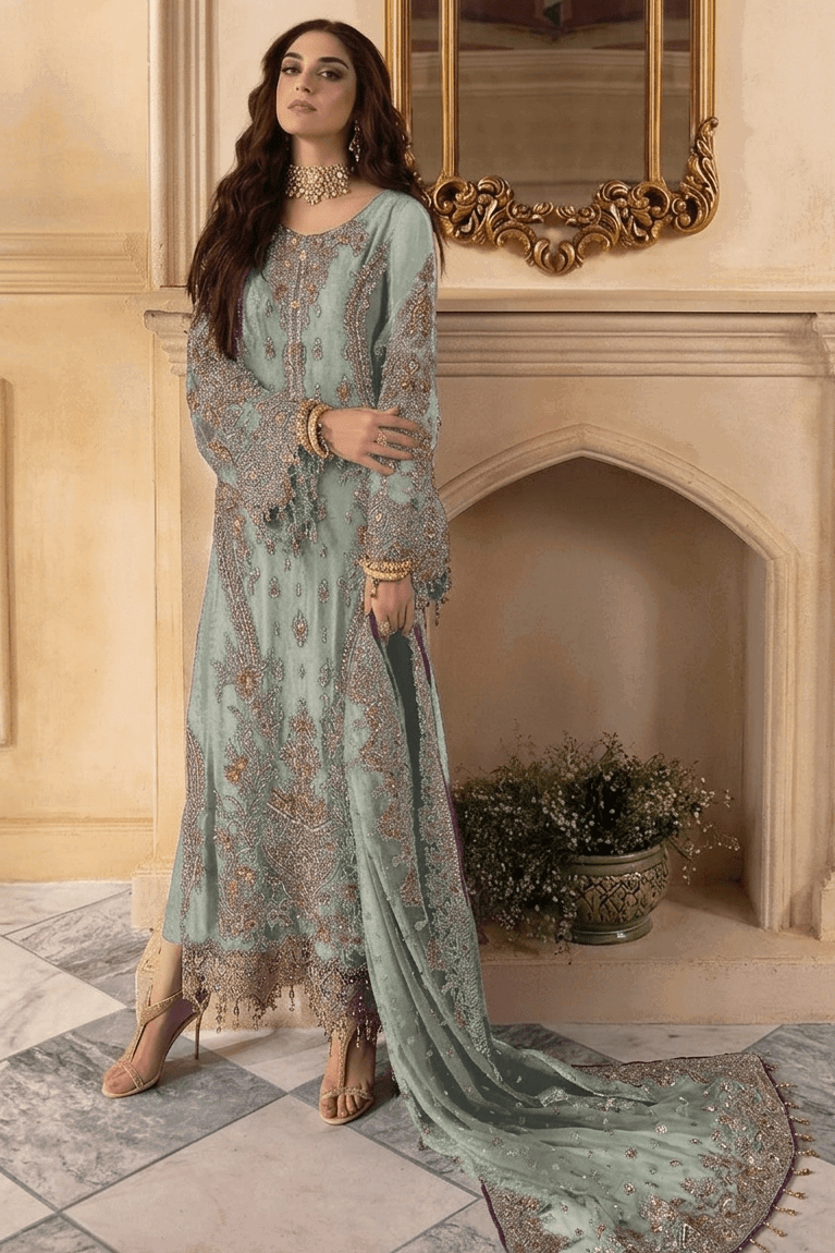 Charizma Seagreen Chiffon Formal Collection Replica
