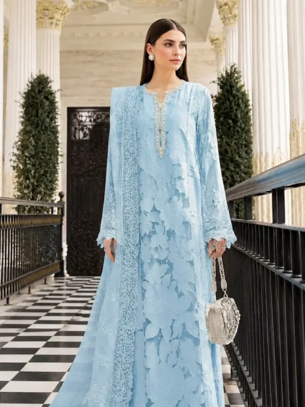 Maria B Sky Blue Luxury Lawn Collection Replica